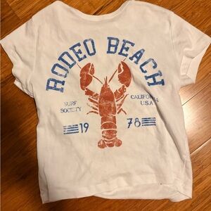 Urban Outfitters White and Blue Graphic Tee